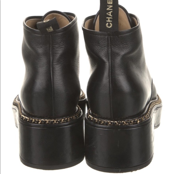 Chanel 2020 CC Chain Link Lace-up Combat Boots - Picture 5 of 6